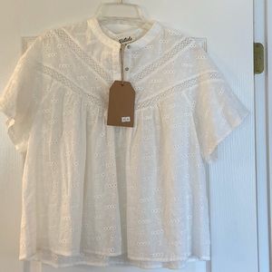 NWT White Eyelet blouse/top.  Size M